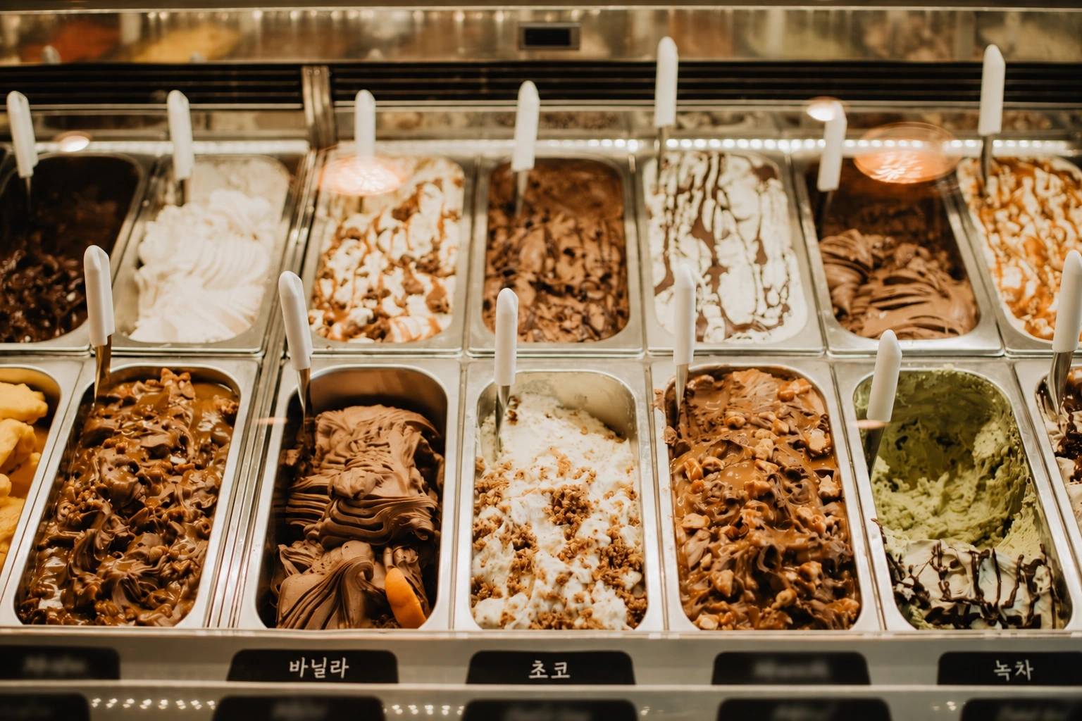 영하 20도 이하를 유지하며 바류·콘류가 가득 채워진 아이스크림 냉동고